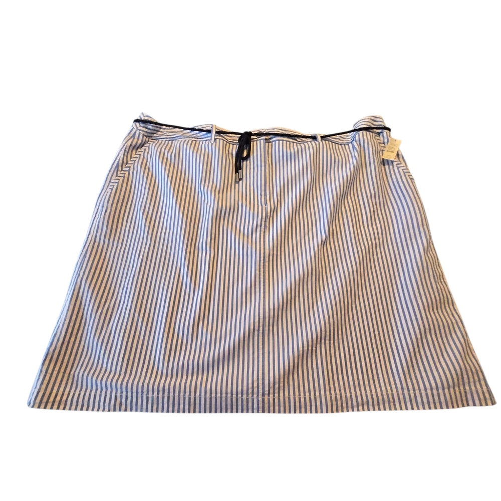 NWT Talbots Women Blue&White Striped Rope Belt Skirt Size 26W